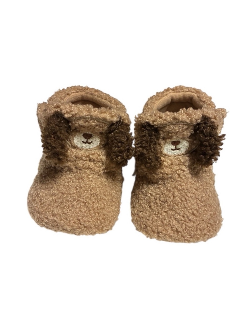 Wonder Nation Tan Puppy Sherpa Baby Slippers